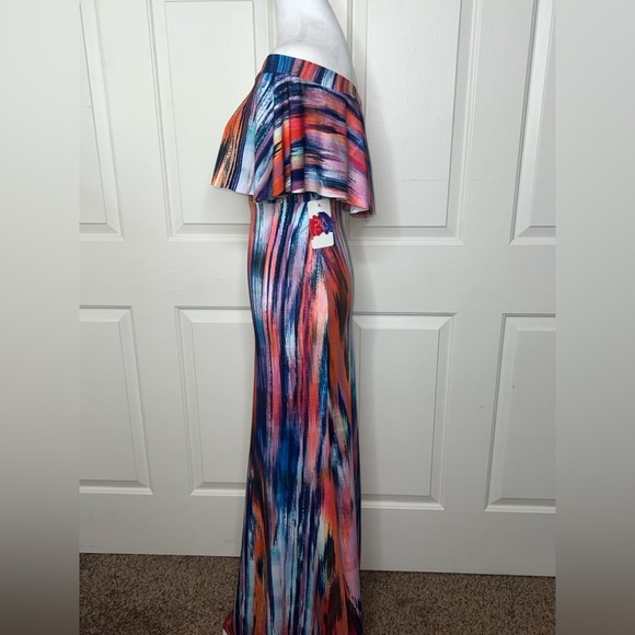 NWT Pia Colors Vibrant Off-The-Shoulder Maxi Dress - Picture 4 of 8